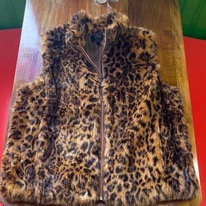 J. Crew Leopard Faux Fur Vest